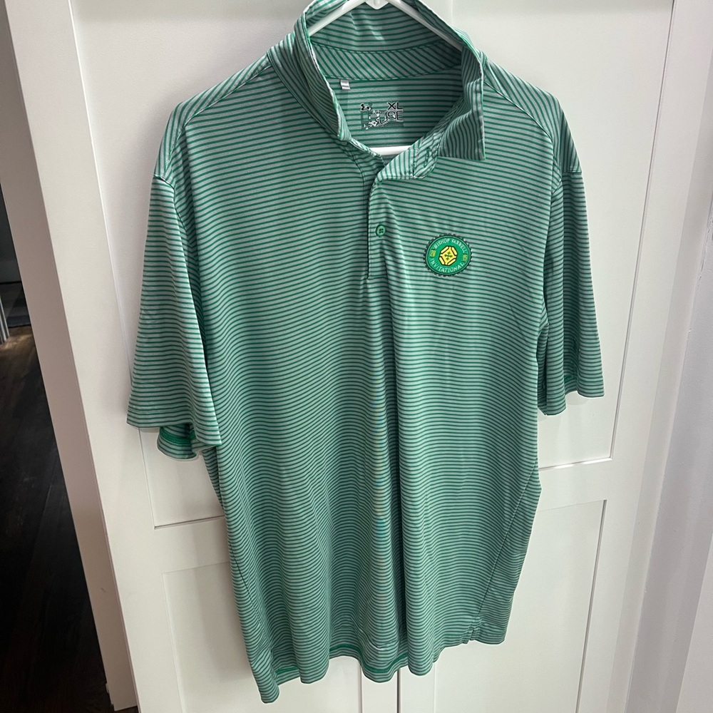 Green Striped UA Men's Polo XL